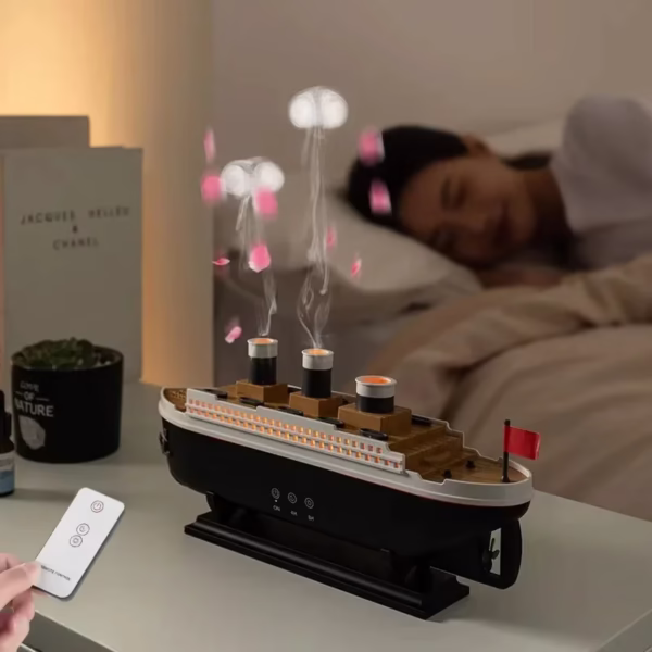 Steamship Essential Oil Air Humidifier Home 250Ml Remote Control Ultrasonic Jellyfish LED Night Light Cool Mist Aroma Diffuser
