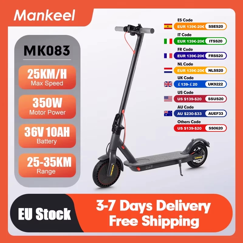 Kf-Sb3B776B94503487C87423543159Da6884 Mankeel Mk083 Electric Scooter For Adult 350W 25Km/H Smart App Control Foldable Electric Kick Scooters 30Km Range E Scooter