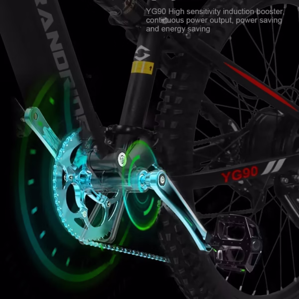 Electric Bicycle RANDRIDE YG90 1000W 48V17AH Hydraulic Brake E-bike with Full Suspension 21 Gears Shift Free Rack Electric bike